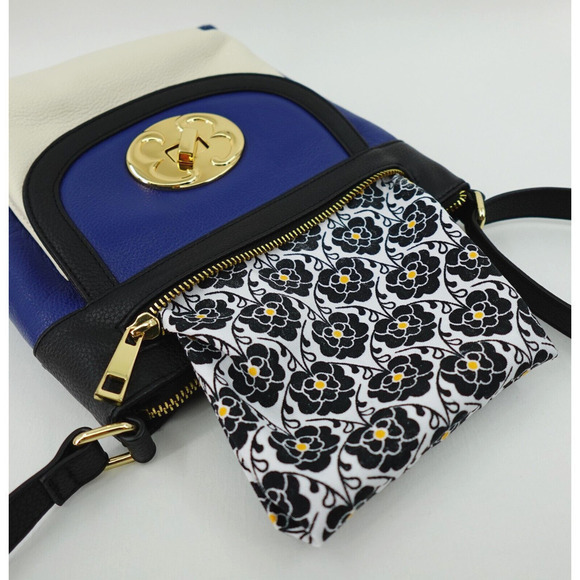 Emma Fox Leather Handbag Blue Color-Block Crossbody - Picture 10 of 16